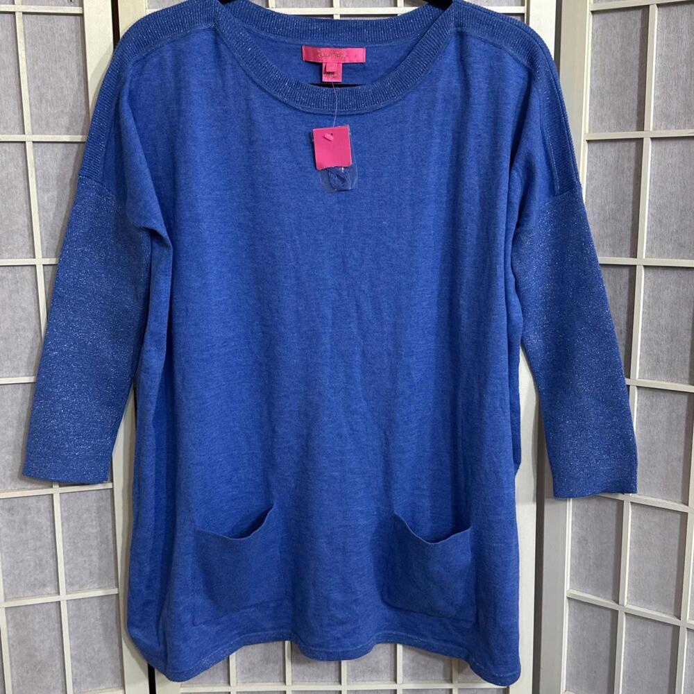 LILLY PULITZER Preppy Luxury Minimalist Sweater Oversized Pockets Coolmax XS NWT